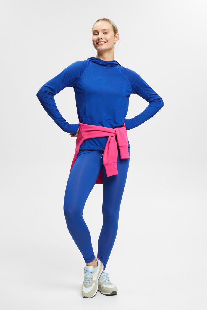 Hooded long-sleeved top, LENZING™ ECOVERO™, BRIGHT BLUE, detail image number 1