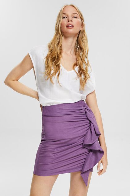 Mini skirt with gathering, LENZING™ ECOVERO™