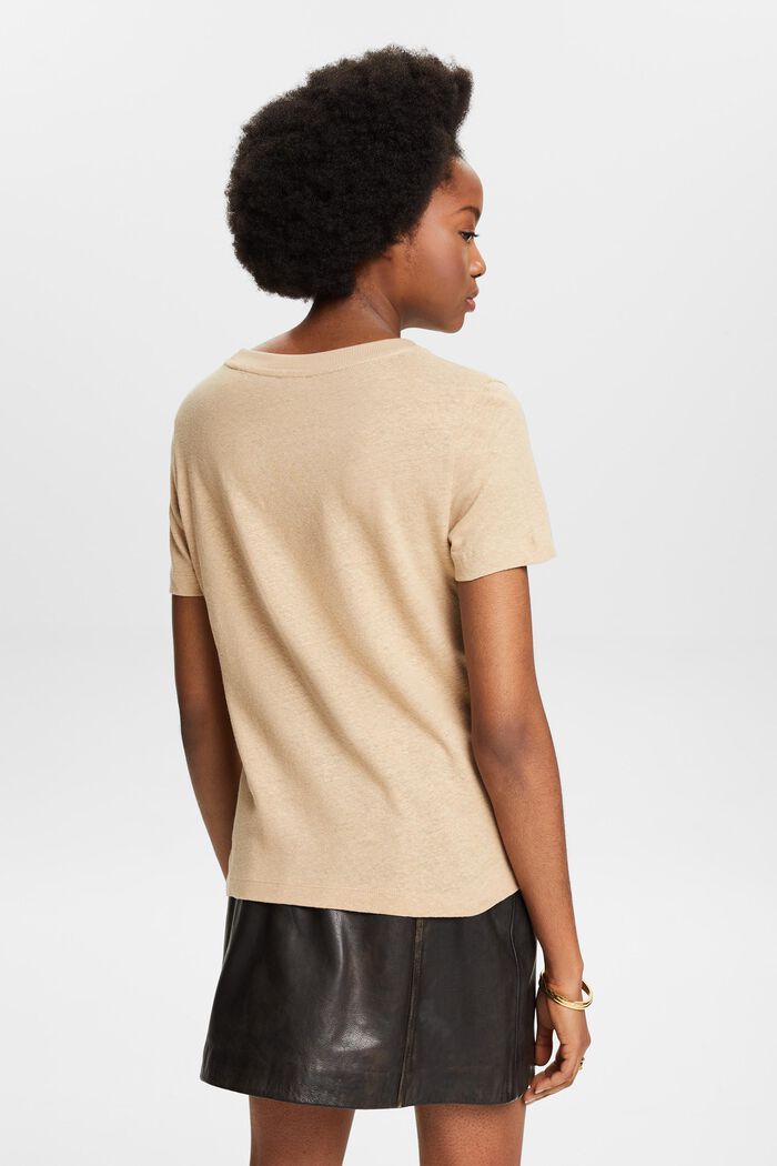 Cotton-Linen T-Shirt, BEIGE, detail image number 2