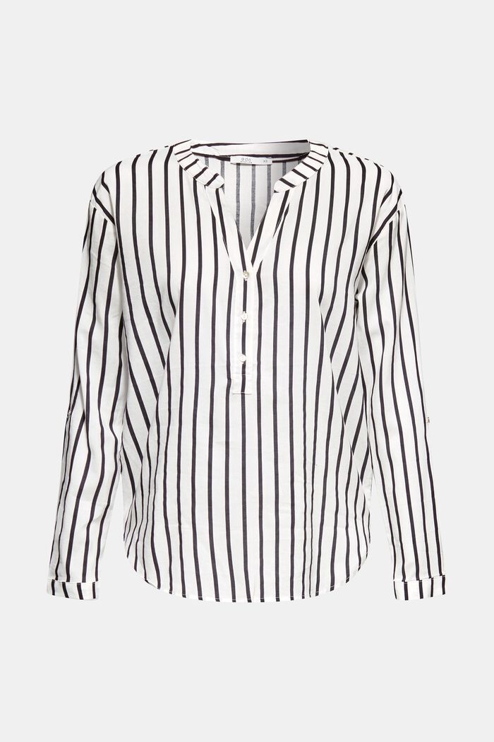 Striped Henley blouse, OFF WHITE, overview