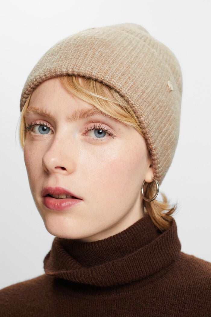 Ribbed-Knit Beanie, BEIGE, detail image number 2