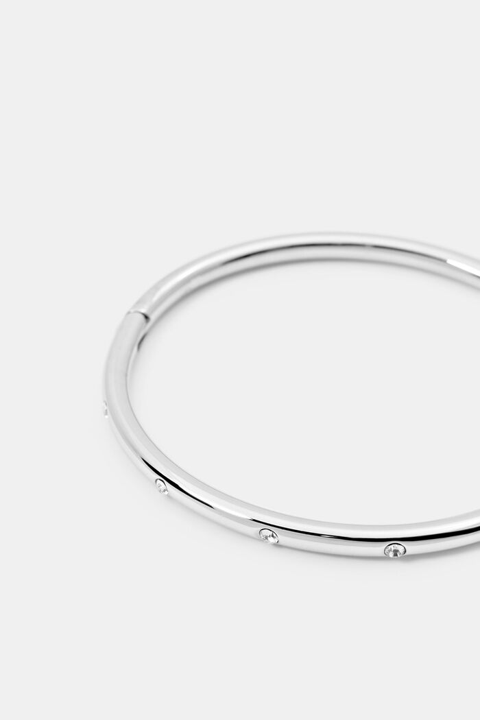 Stainless steel bangle with zirconia, SILVER, detail image number 1