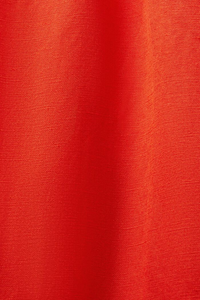 Belted Puff-Sleeve Midi Dress, BRIGHT ORANGE, detail image number 5