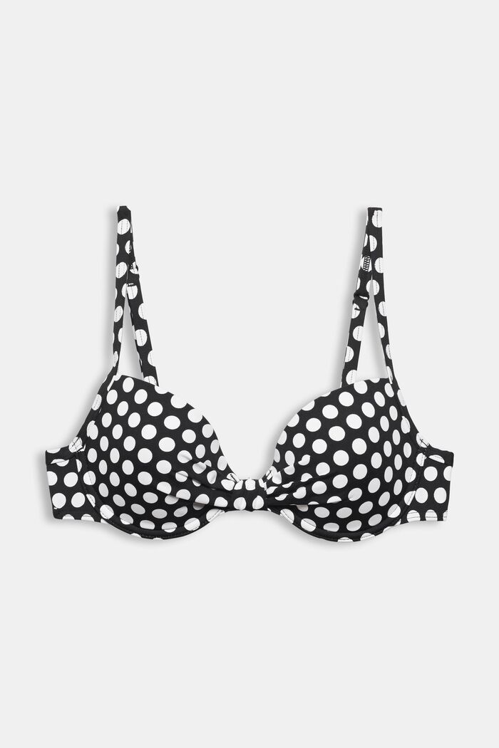 Padded underwire top with a polka dot print, BLACK, detail image number 0