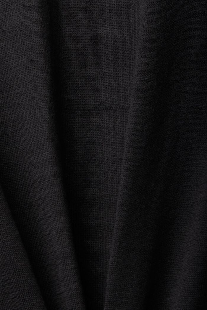 Pure cotton knit cardigan with hood, BLACK, detail image number 4