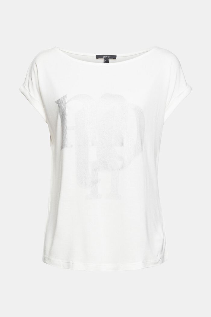 Top with a metallic print, LENZING™ ECOVERO™, OFF WHITE, detail image number 6