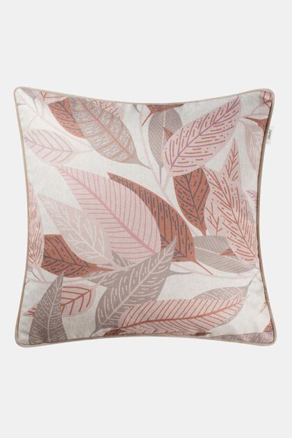 Leaf print cushion cover, ROSE, overview