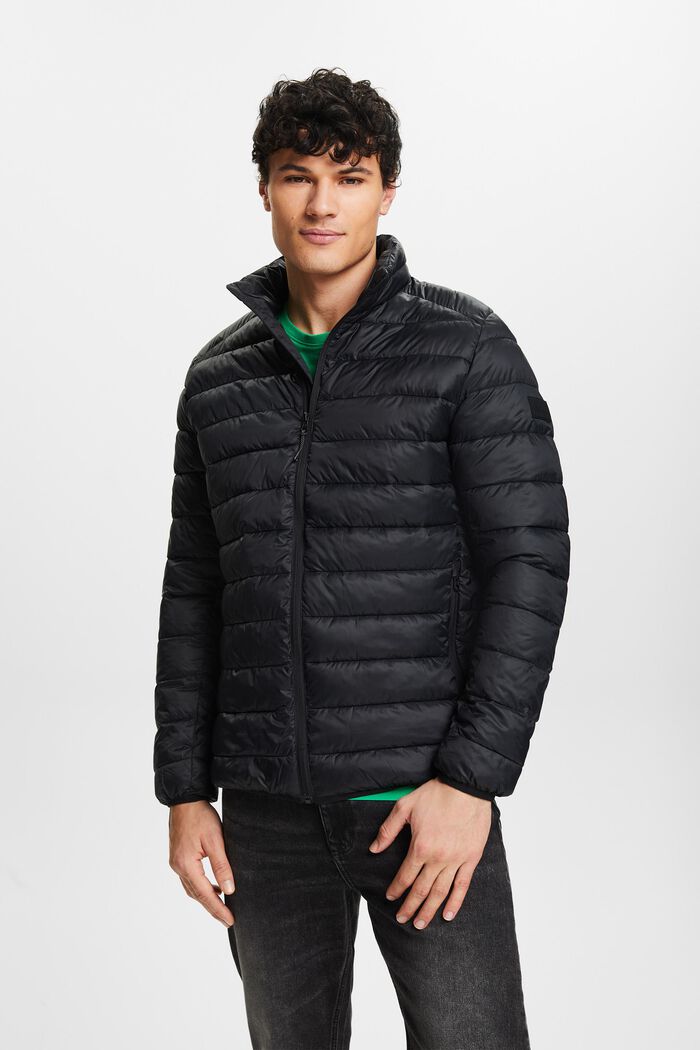 Quilted jacket with high neck, BLACK, detail image number 0