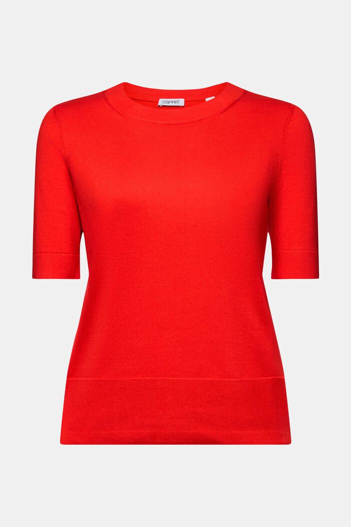 Short-Sleeve Crewneck Sweater, RED, detail image number 6