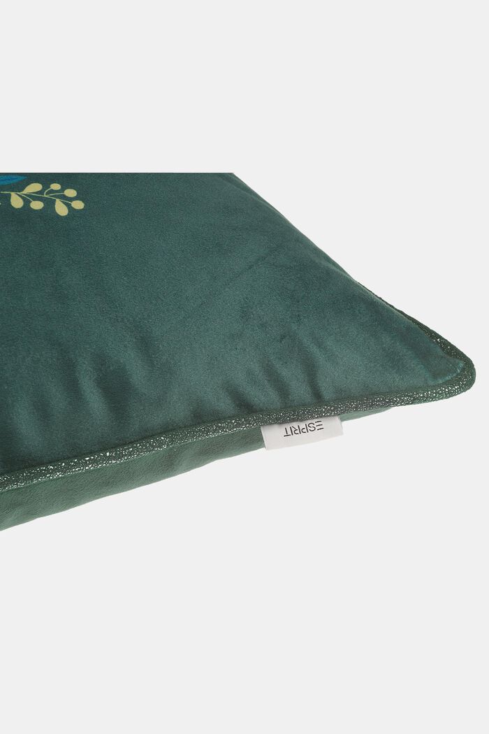 Velvet cushion cover with embroidery, GREEN, detail image number 1