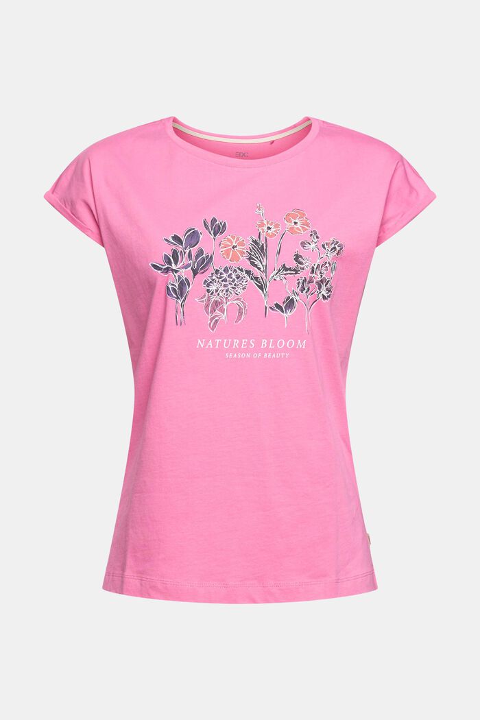 Organic cotton T-shirt with a print, PINK, overview
