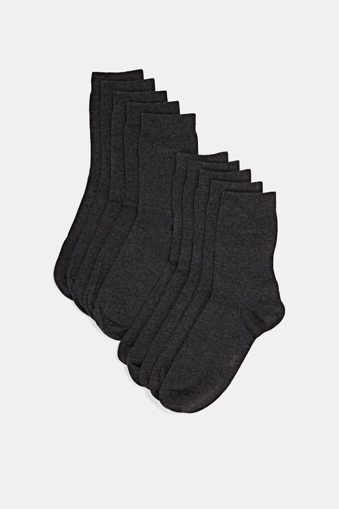 Pack of 10 plain socks, organic cotton, ANTHRACITE MELANGE, overview
