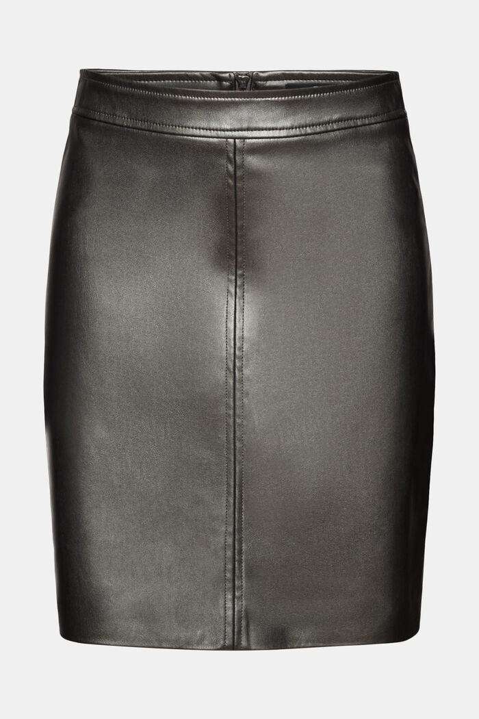 Shiny faux-leather mini skirt, GUNMETAL, detail image number 7