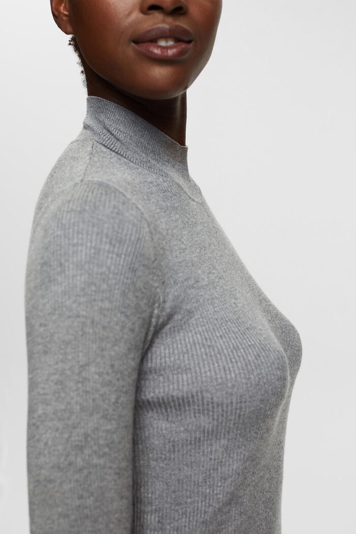 Ribbed sweater, LENZING™ ECOVERO™, MEDIUM GREY, detail image number 0