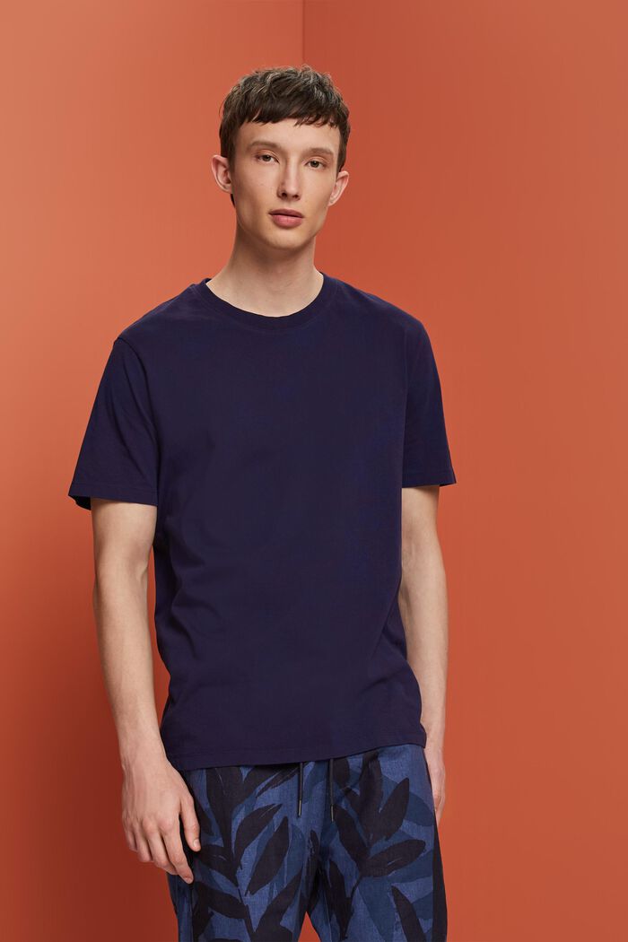 Crewneck t-shirt, 100% cotton, DARK BLUE, detail image number 0