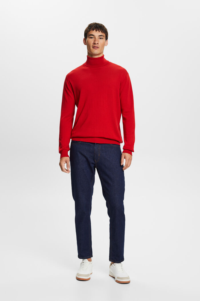 Merino Wool Turtleneck Sweater, DARK RED, detail image number 0