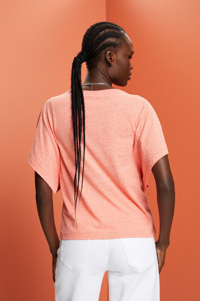 Recycled: t-shirt with big sleeves, CORAL ORANGE, detail image number 3