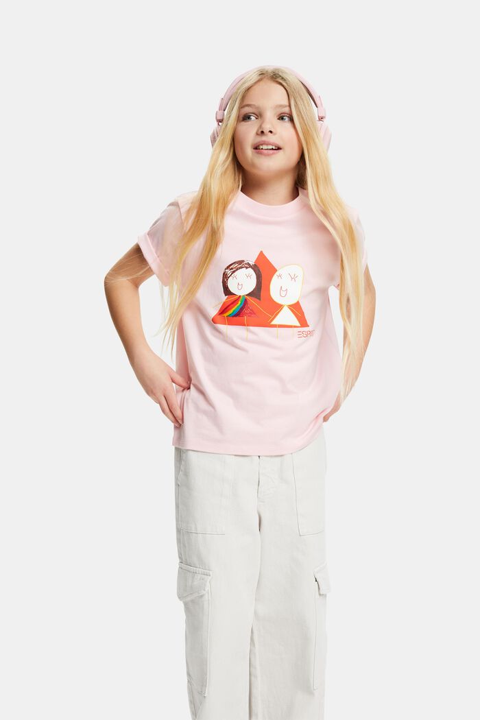 Graphic Cotton Jersey T-Shirt, PASTEL PINK, detail image number 1