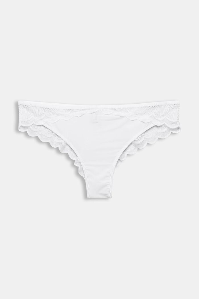 Recycled: Brazilian briefs with lace, WHITE, overview