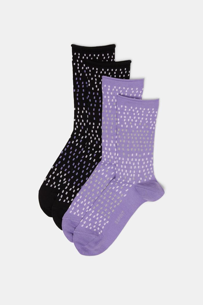 2-pack of dot pattern socks, organic cotton, LILAC/BLACK, detail image number 0