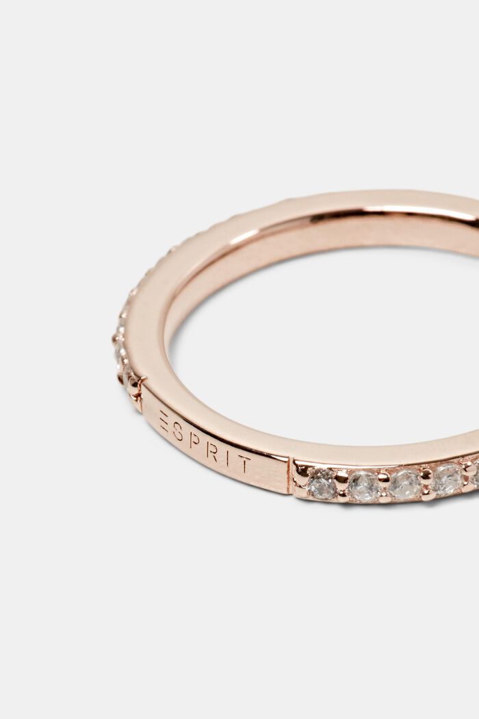 Sterling Silver Zirconia Ring, ROSEGOLD, detail image number 1