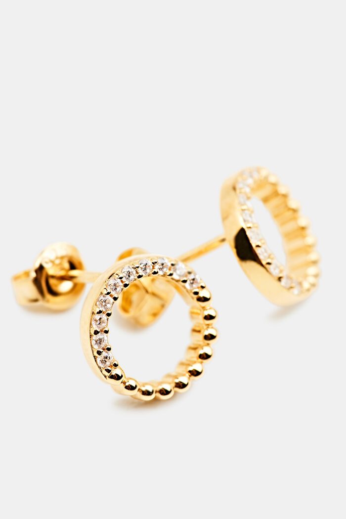 Stud earrings with zirconia rings