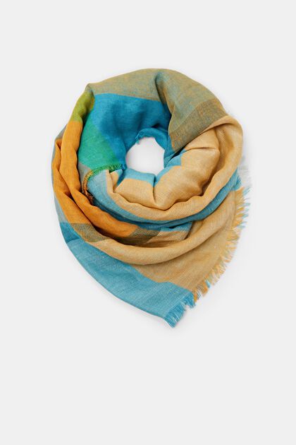 Multi-coloured linen blend scarf