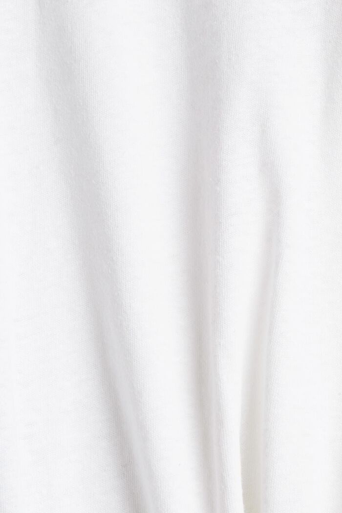 Linen blend long-sleeved top with a button placket, WHITE, detail image number 4