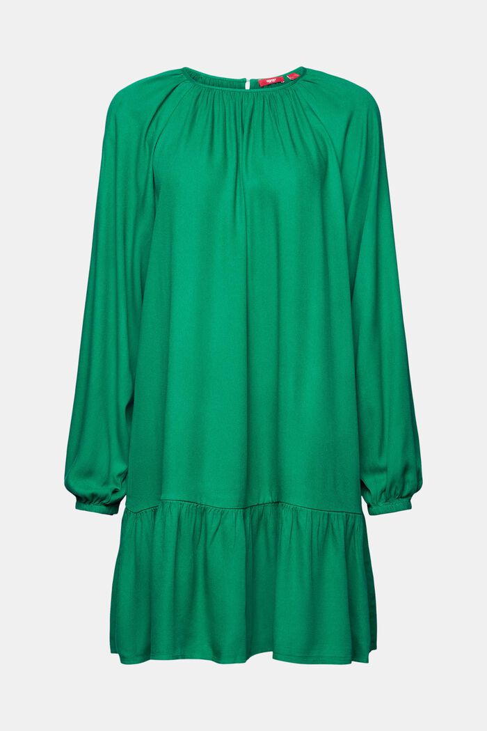 Flounced dress, cotton blend, DARK GREEN, detail image number 6