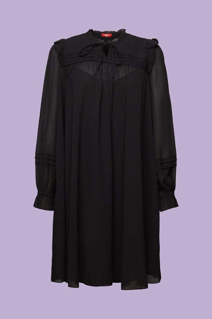 Crêpe Chiffon Mini Dress, BLACK, detail image number 6