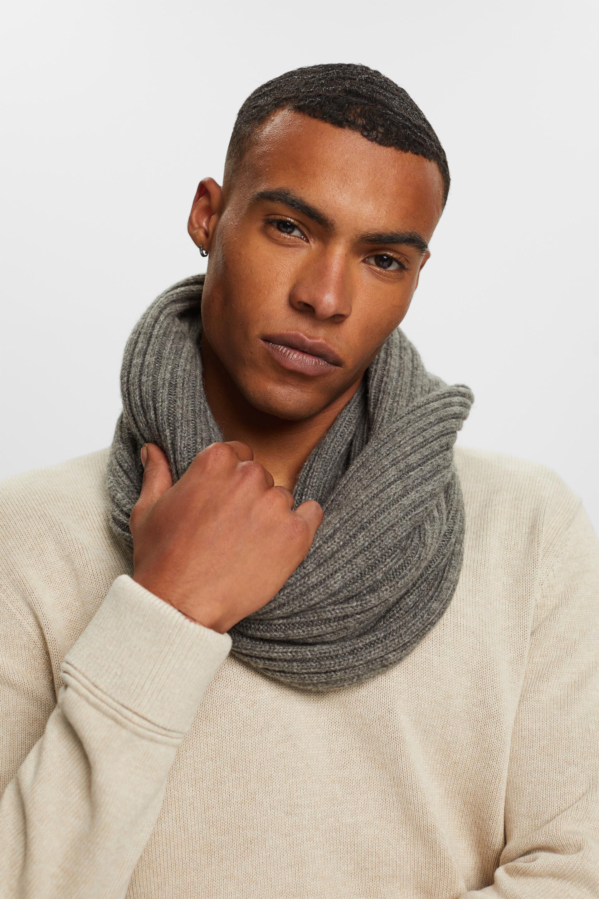ESPRIT - Rib-knit tube scarf, wool blend at our online shop