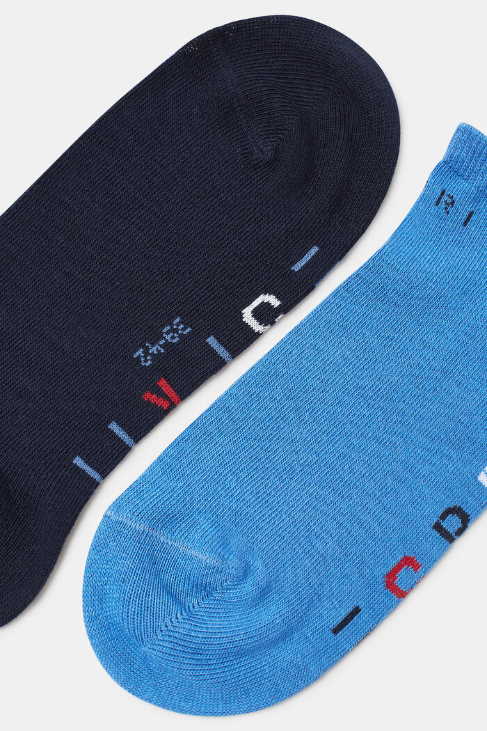 Double pack of trainer socks with a logo, NAVY/BLUE, detail image number 1