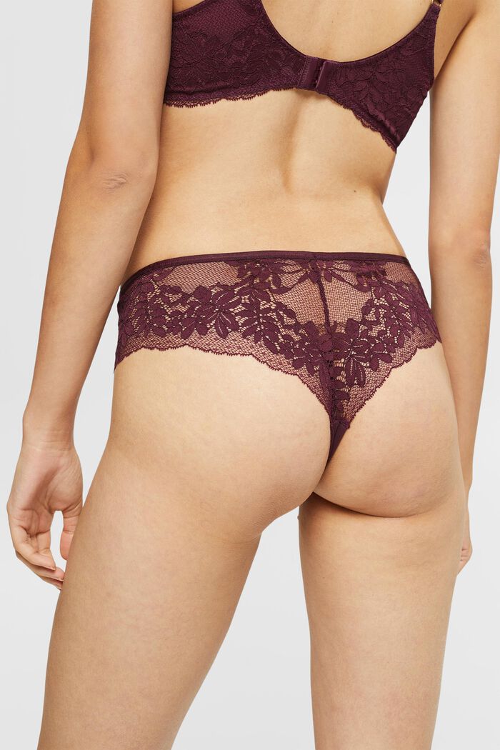 Recycled: briefs with lace, BORDEAUX RED, detail image number 3