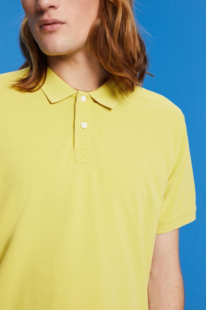 Stone-washed cotton pique polo shirt, DUSTY YELLOW, detail image number 2