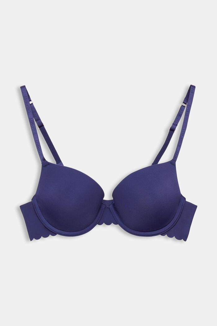 Padded underwire bra with scalloped edges, DARK BLUE, detail image number 4