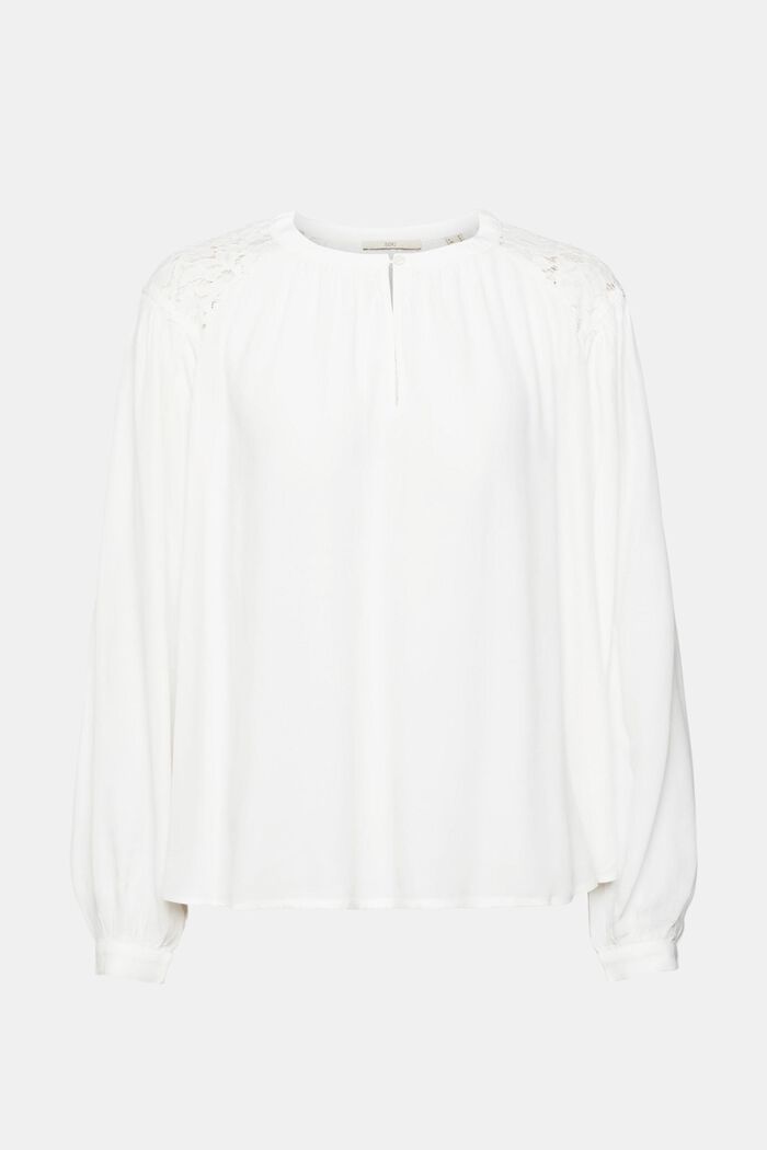 Blouse with lace detail, OFF WHITE, detail image number 5