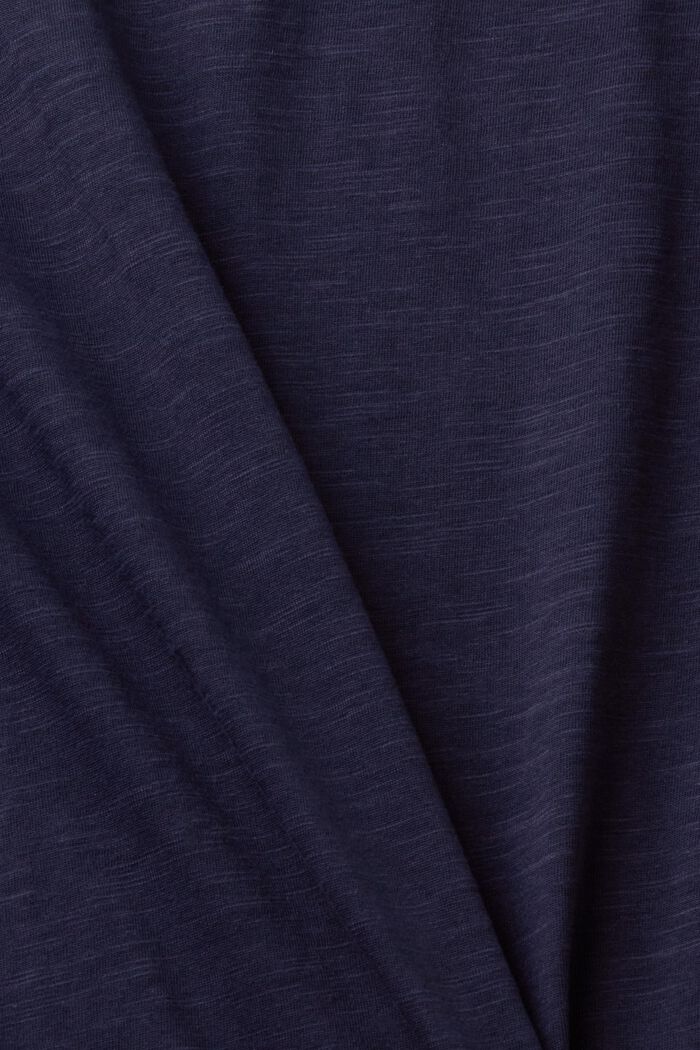 V-neck cotton t-shirt with decorative stitching, NAVY, detail image number 5