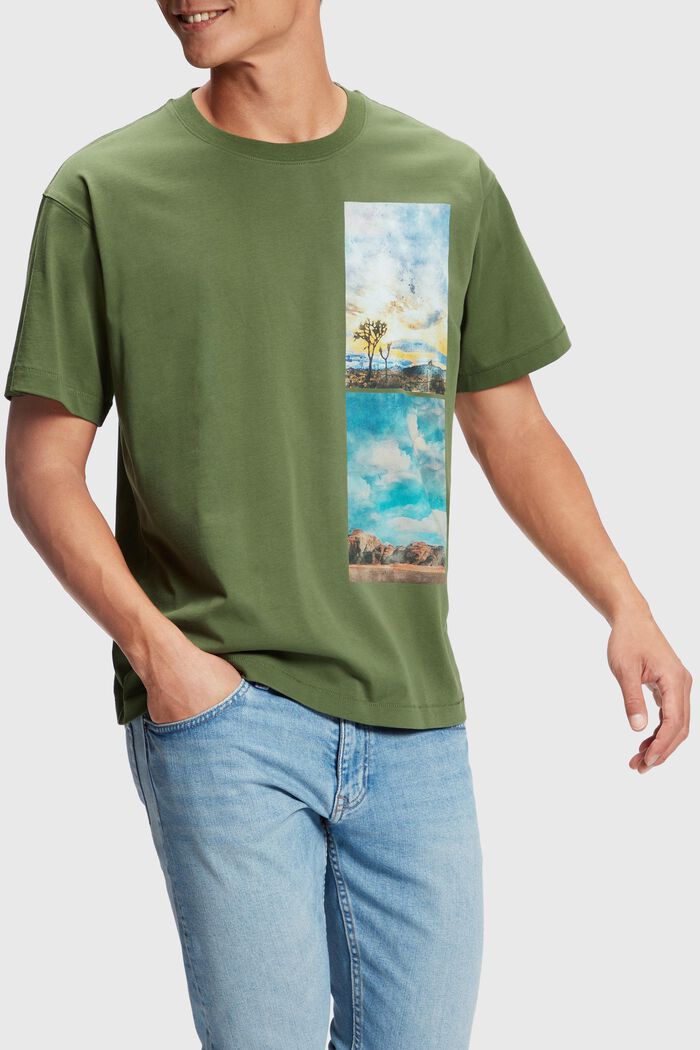 Stacked landscape print t-shirt, FOREST, detail image number 0