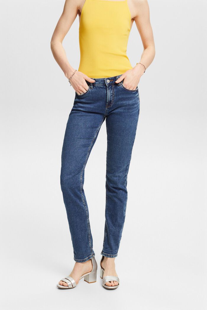 Stretch jeans made of blended organic cotton, BLUE MEDIUM WASHED, detail image number 0