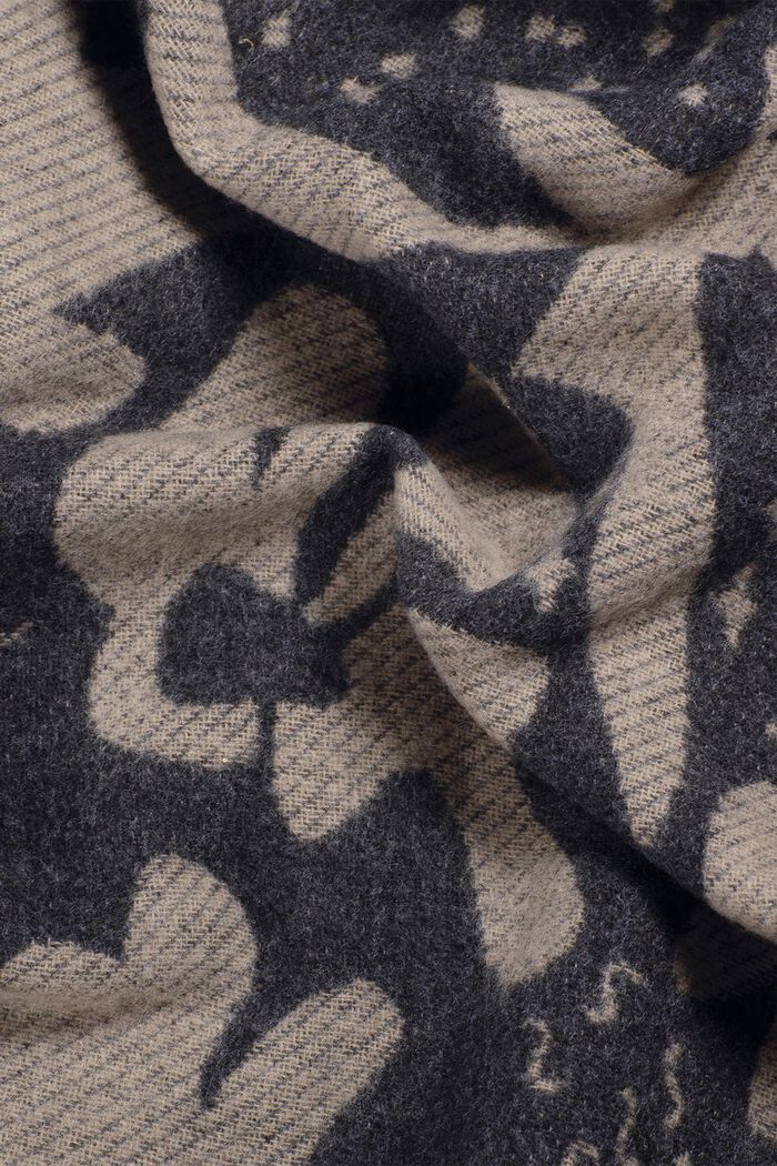 Floral throw with fringes, ANTHRACITE, detail image number 1