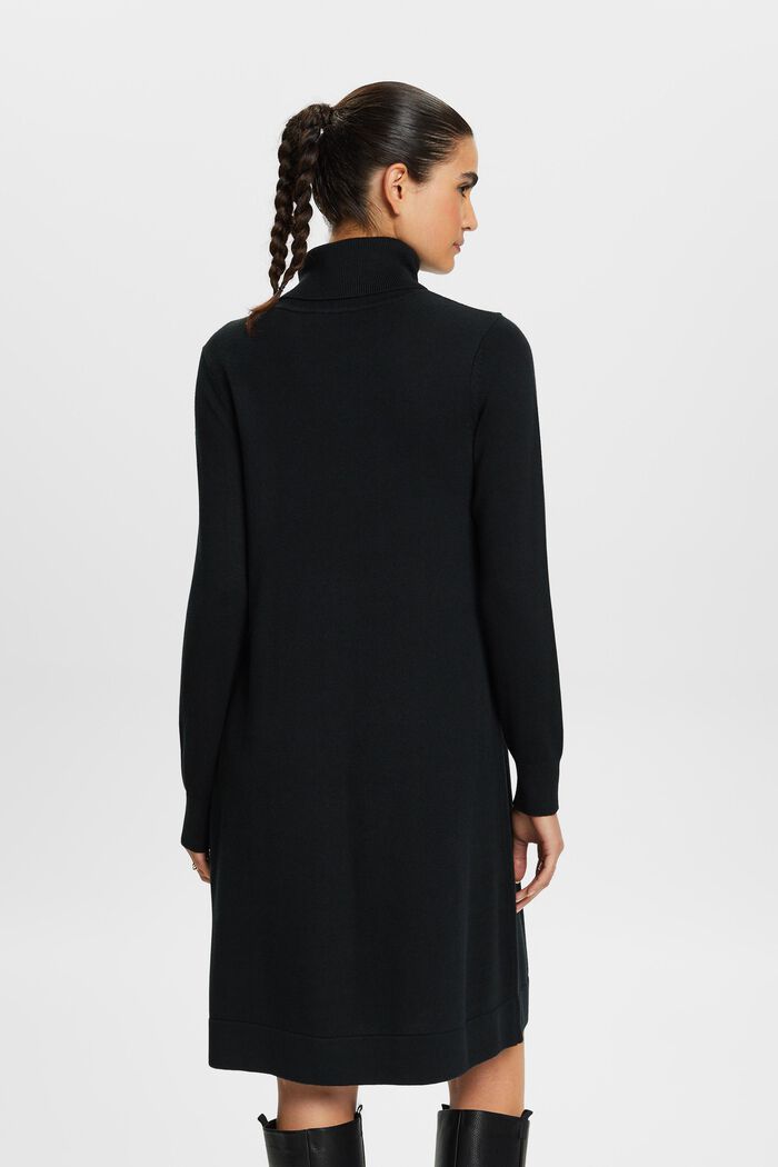 Turtleneck Knit Mini Dress, BLACK, detail image number 4