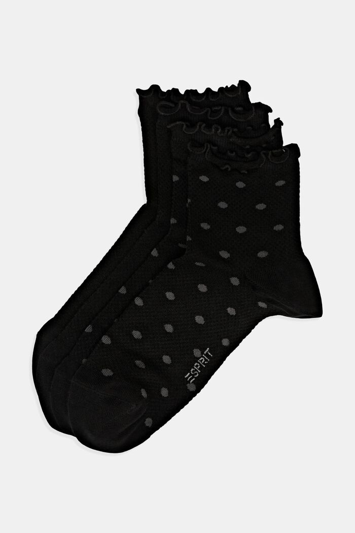 2-pack of lettuce hem socks, organic cotton, BLACK, detail image number 0