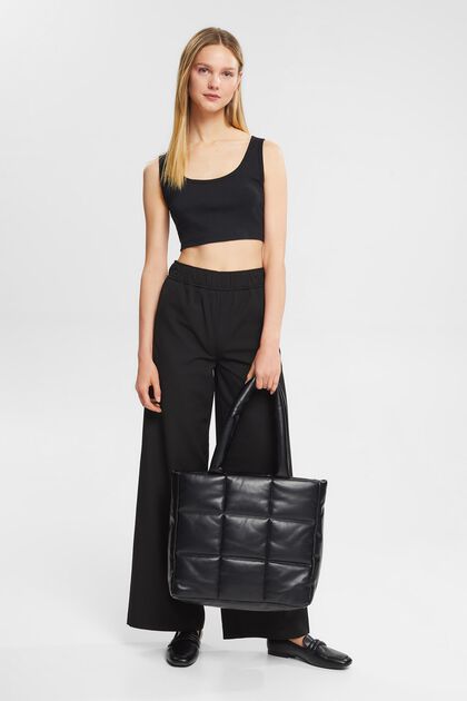 Wide leg trousers, BLACK, overview