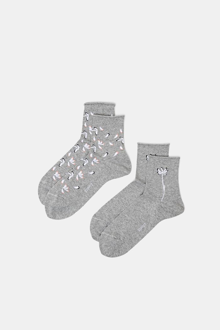 2-Pack Printed Knit Socks, LIGHT GREY, detail image number 0