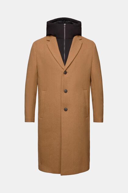 Wool Blend Detachable Hood Coat