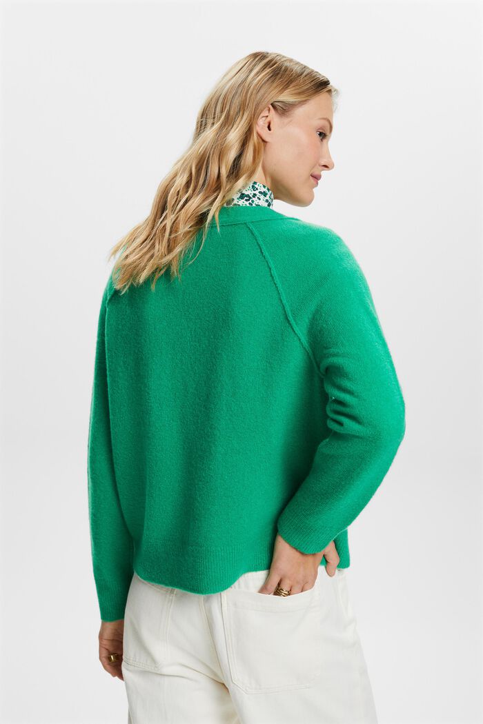 Button Front Cardigan, GREEN, detail image number 3