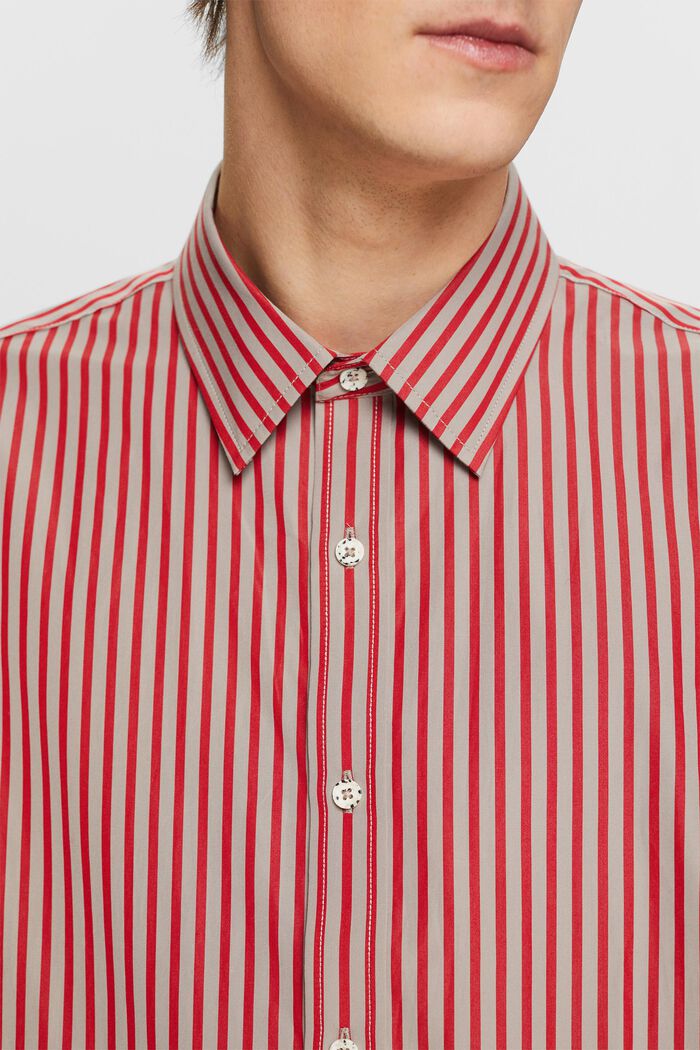 Striped Poplin Shirt, DARK RED, detail image number 2