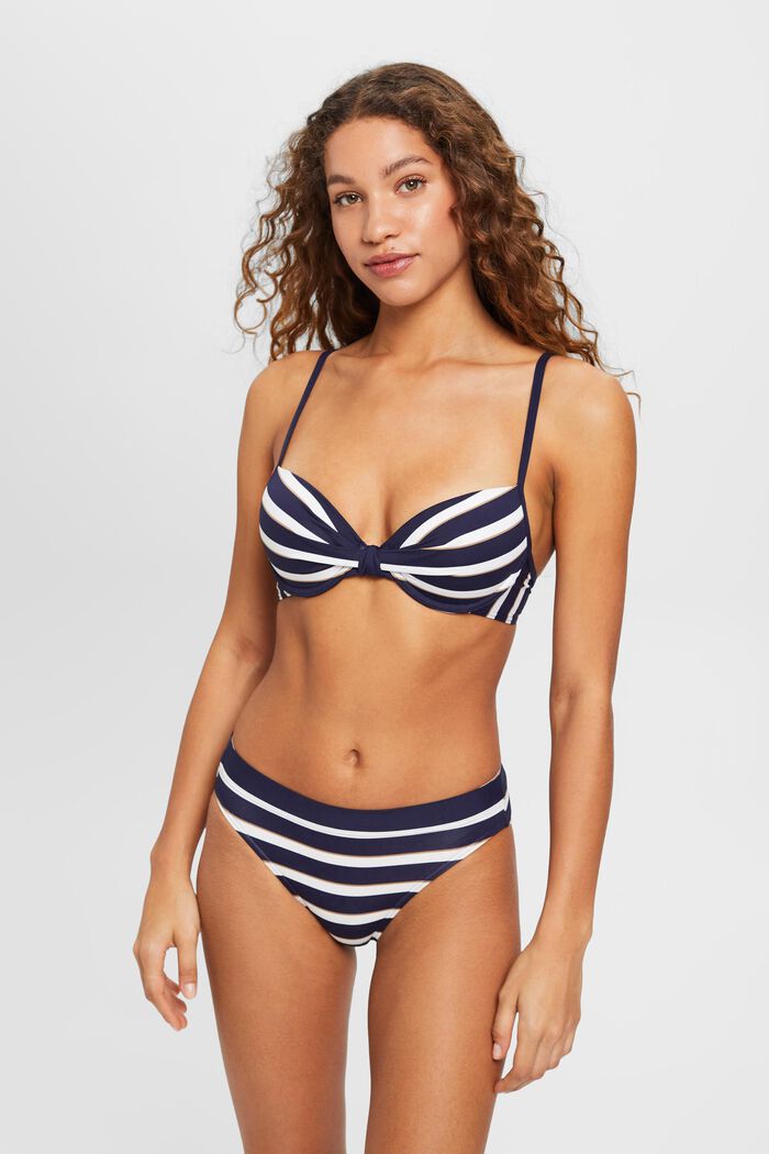 Padded and underwired bikini top with stripes, NAVY, detail image number 0
