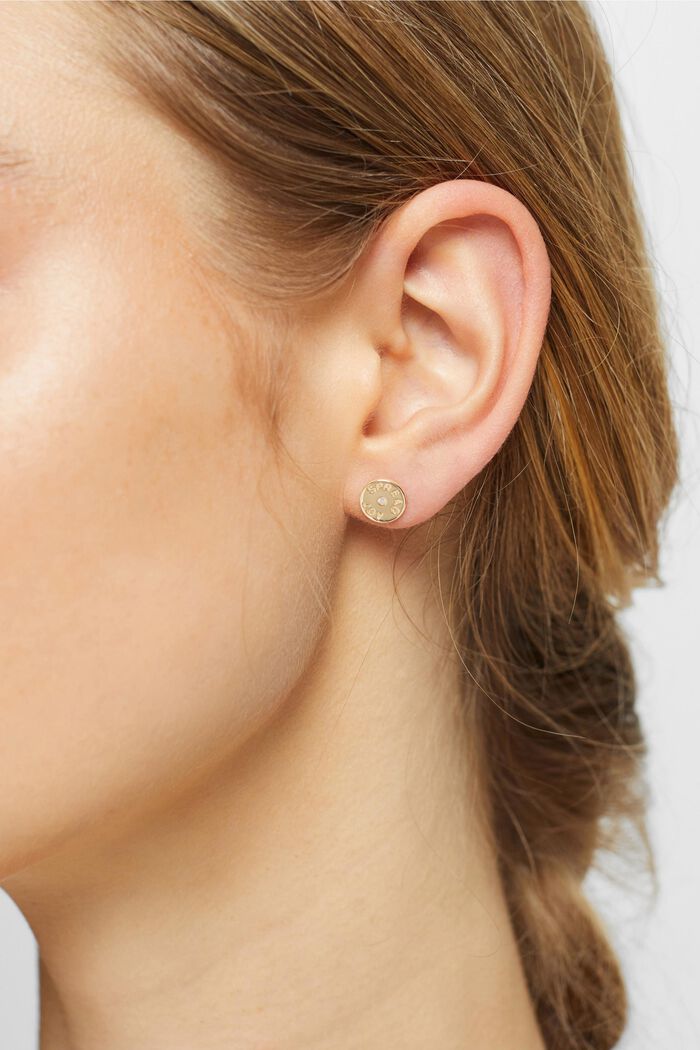 Stud earrings with diamond, in sterling silver