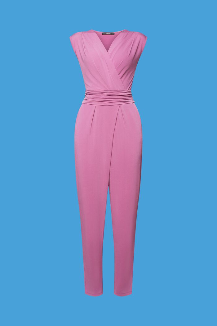 Sleeveless jumpsuit with wrapped neckline, VIOLET, detail image number 6